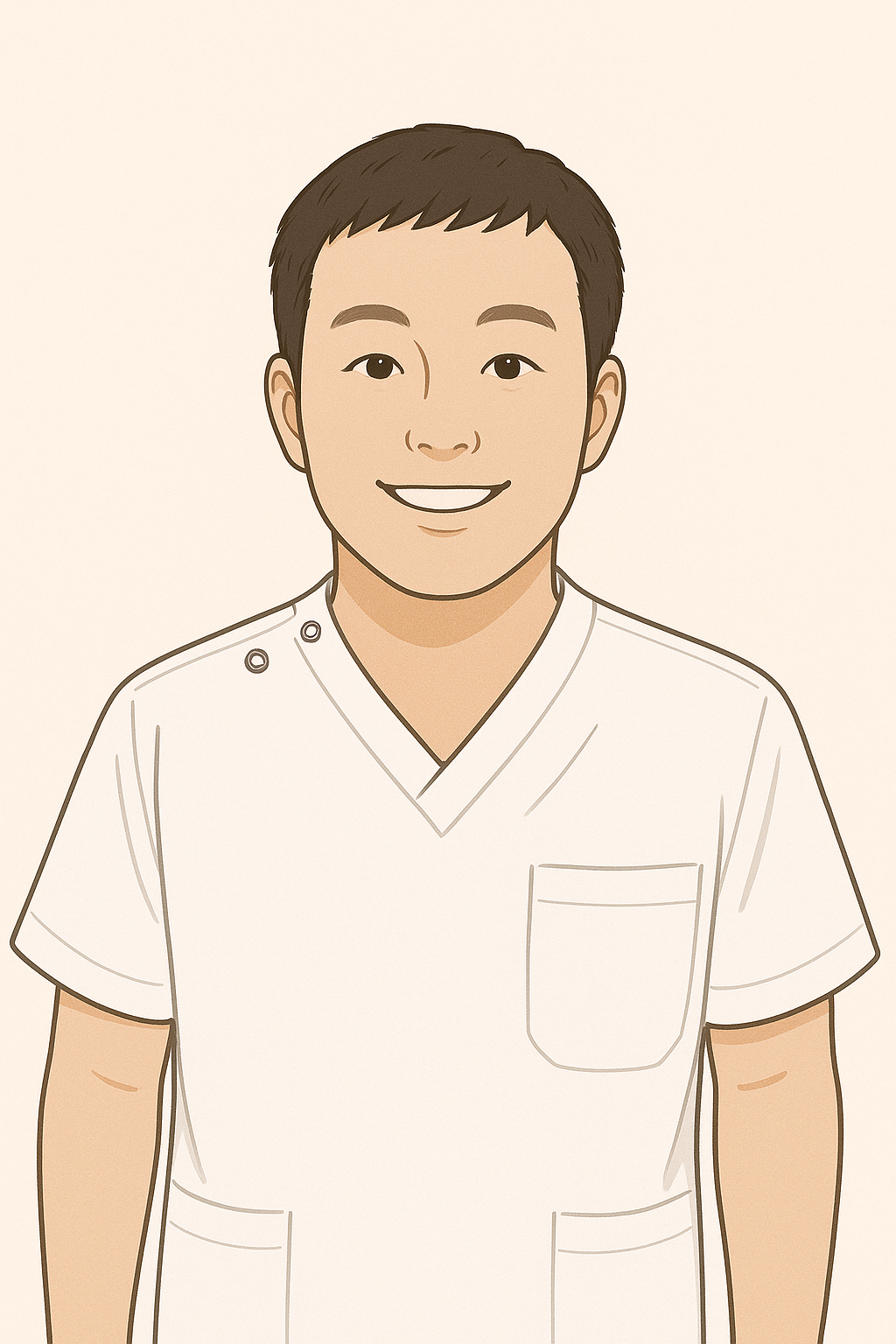alt="すこやか治療院の院長を紹介する白背景のイラスト画像"